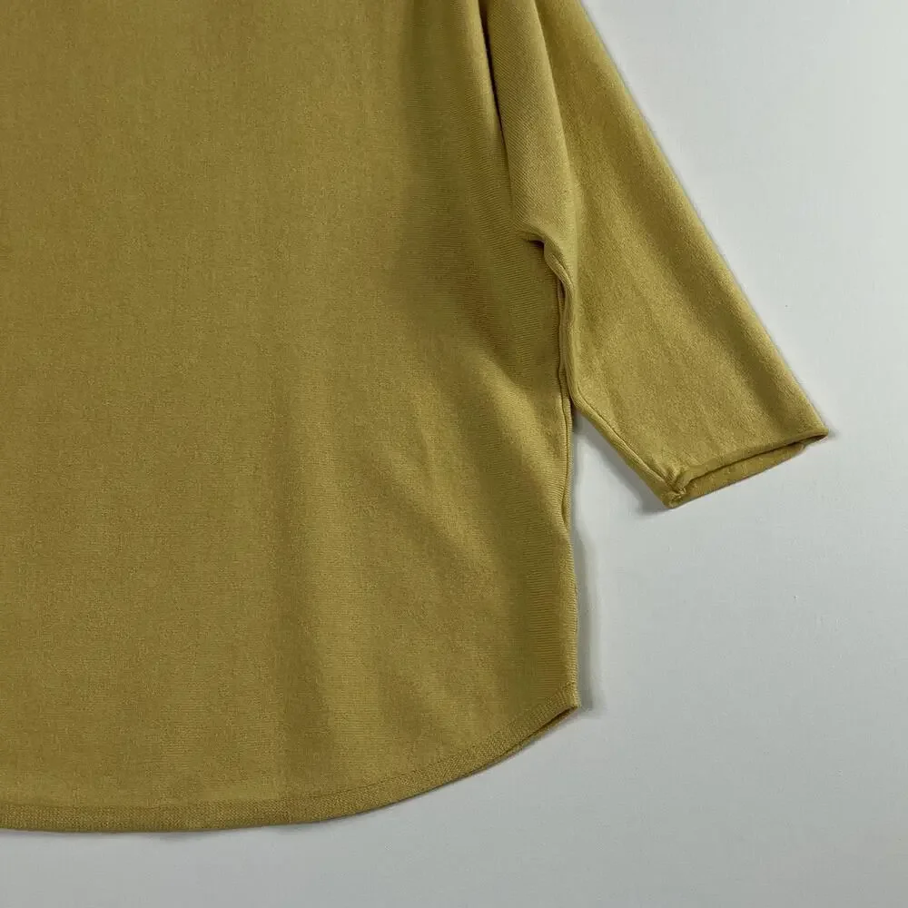Cynthia Rowley 3/4 Dolman Sleeve Rayon Blend Pullover Knit Top Yellow Large